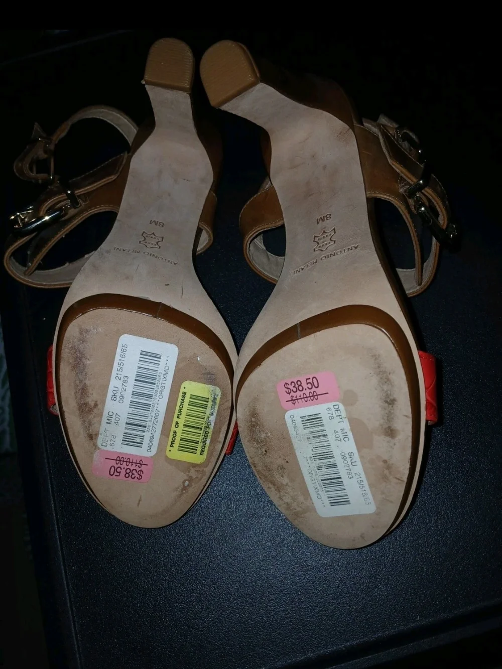 Antionio Melani Fire Coral Orange Women's Heels Sz 7.5